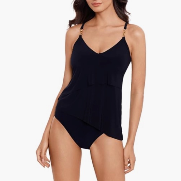 MagicSuit Women's Chain Link Eliza Soft Cup Adjustable Tankini Top Swim 14 8821